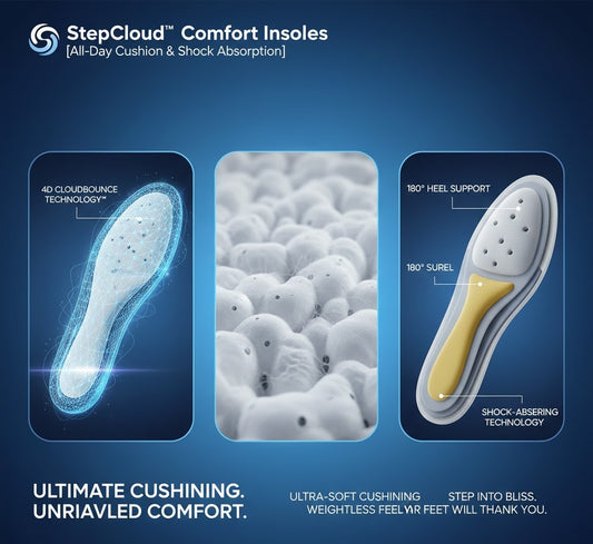 All Day Cushion Comfort Insoles – StepCloud™ Shock Absorbing Support